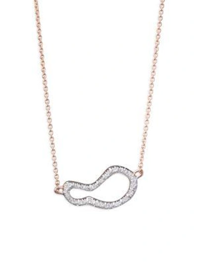 Shop Monica Vinader Riva Small Diamond Pod Pendant Necklace/rose Goldtone