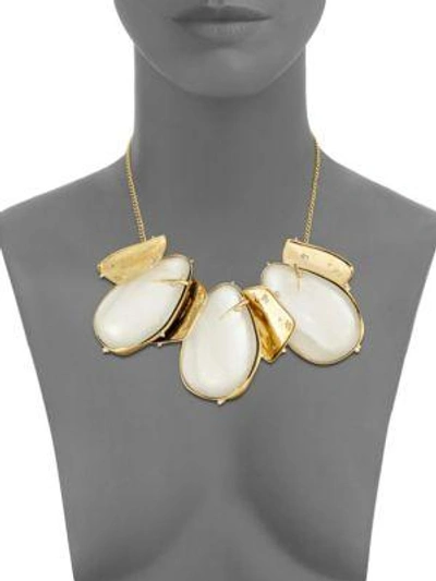 Shop Alexis Bittar Lucite Circle Bib Necklace In Ash