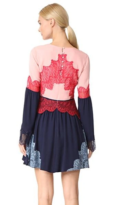 Shop Tanya Taylor Lace Applique Cyra Dress In Blush/navy