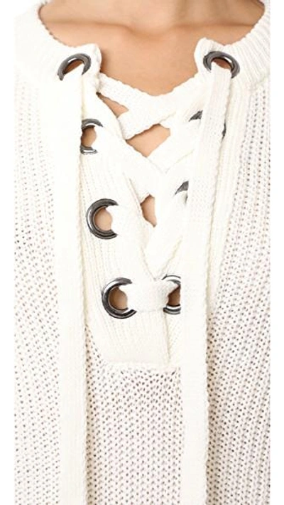 Shop Joa Lace Up Belle Sweater In Cream