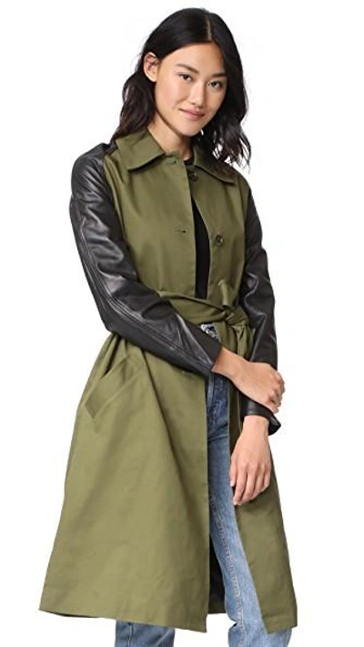 Shop Veda Army Trench Coat In Army/black