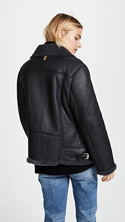 Shop Mackage Minna Shearling Jacket In Slate