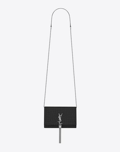 kate chain wallet with tassel in grain de poudre embossed leather