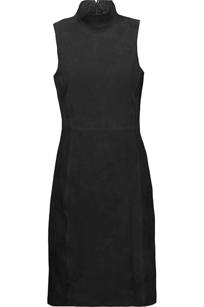 Theory Eulia Leather-paneled Stretch-jersey Mini Dress