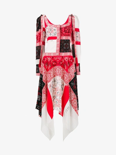 Shop Alexander Mcqueen Patchwork Long Dress In Red