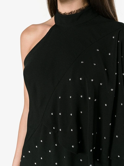 Shop Kitx One-sleeve Asymmetric Studded Dress In Black