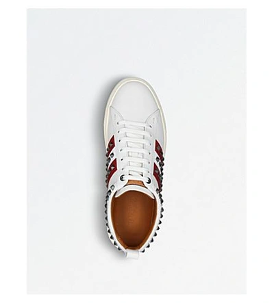 Shop Bally Helvio Studded Leather Sneakers In White