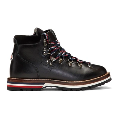 Shop Moncler Black Leahter And Velvet Hiking Boots In 999 Black