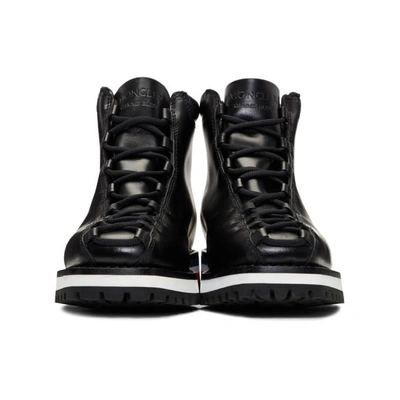 Shop Moncler Black Leather Lace-up Boots