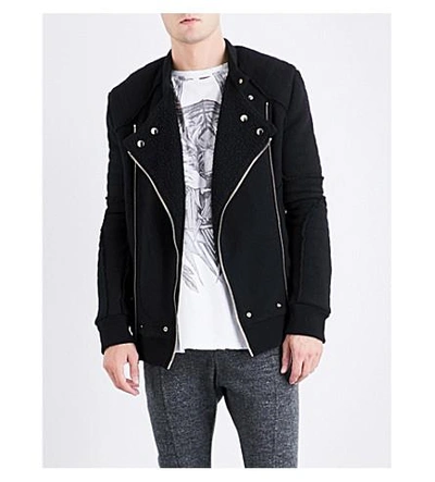 Shop Balmain Biker Wool-blend Jacket In Black