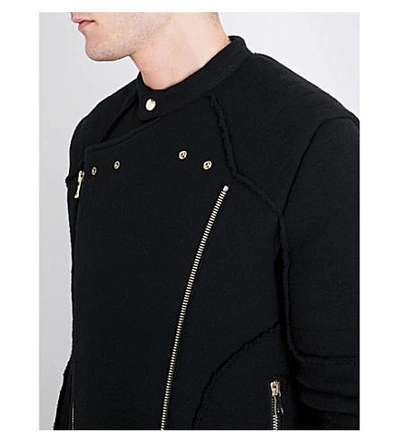 Shop Balmain Biker Wool-blend Jacket In Black