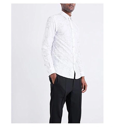 Shop Diesel S-guru Stitched Cotton Shirt In Bright White