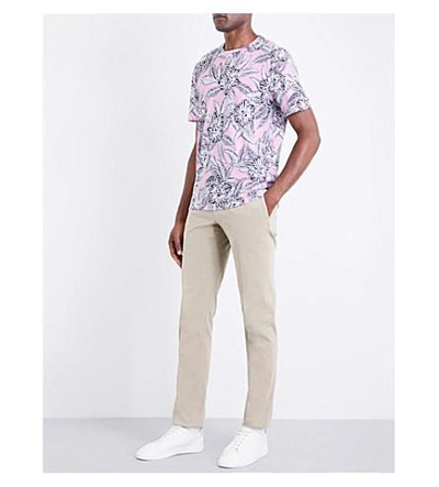 Shop Ted Baker Floral-print Cotton-jersey T-shirt In Pink