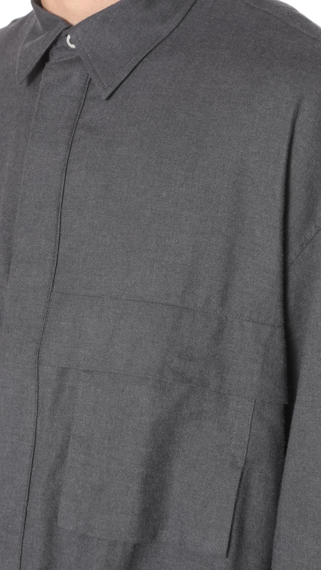E. Tautz Flap Pocket Long Sleeve Shirt In Black, Grey | ModeSens