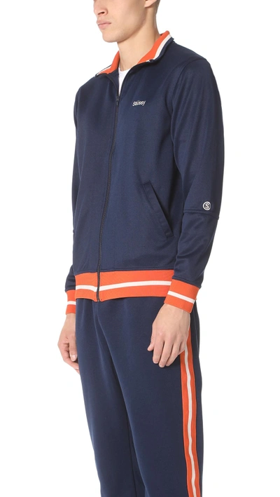 Shop Stussy Poly Track Jacket In Navy