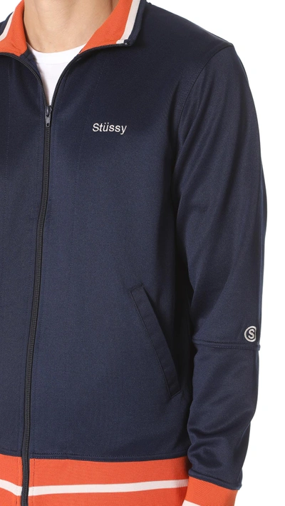 Shop Stussy Poly Track Jacket In Navy