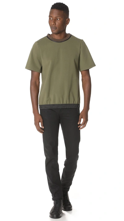 Shop Public School Gonzo Short Sleeve Shirt With Bungee In Olive