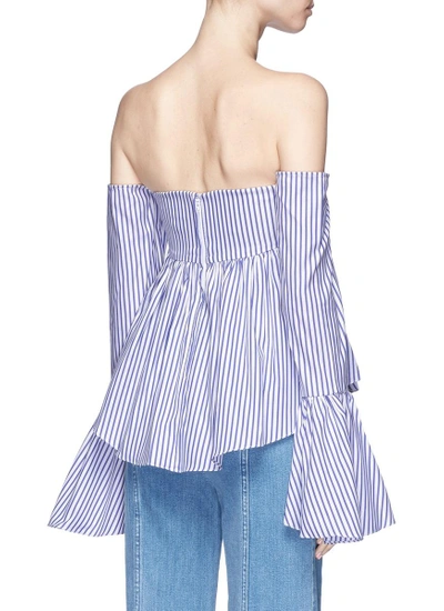 Shop Caroline Constas 'max' Stripe Poplin Off-shoulder Bustier Top