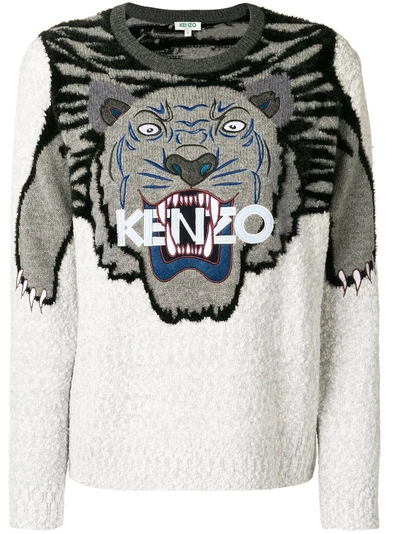 Kenzo Tiger Intarsia Jumper In Grey