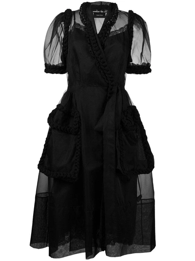 Shop Simone Rocha Braided Wrap Tulle Dress In Black