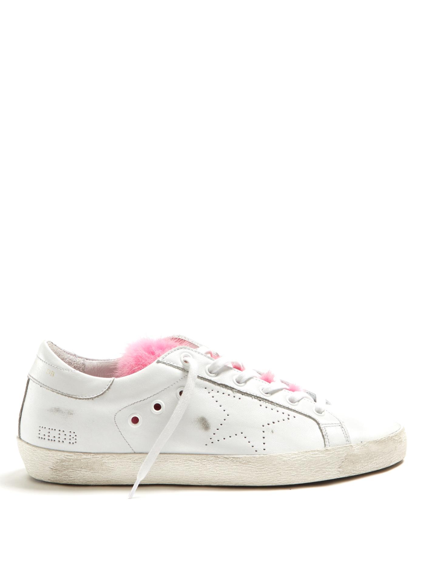 golden goose pink fur sneakers
