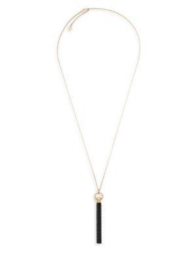 Shop Michael Kors Cool And Classic Chain Tassel Necklace In Yellow Gold