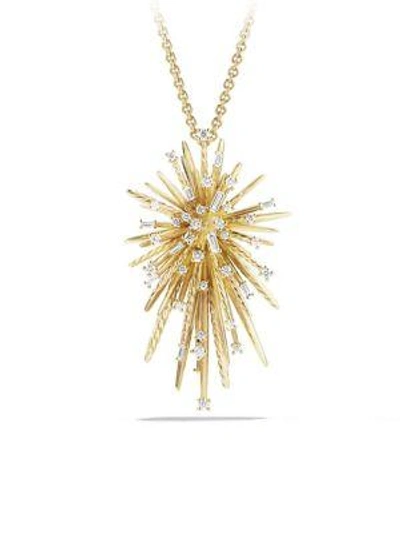 Shop David Yurman Women's Supernova Pendant Necklace With Diamonds In 18k Yellow Gold
