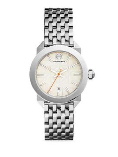 Shop Tory Burch Whitney Quartz Stainless Steel Bracelet Watch In Silver