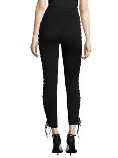 Shop Lpa Slim-fit Lace-up Pants In Black