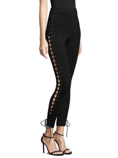 Shop Lpa Slim-fit Lace-up Pants In Black