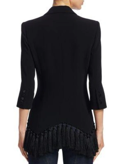 Shop Cinq À Sept Violetta Fringe Blazer In Black