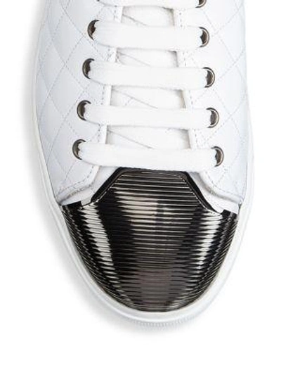 Shop Louis Leeman Quilted Low Top Sneakers In White