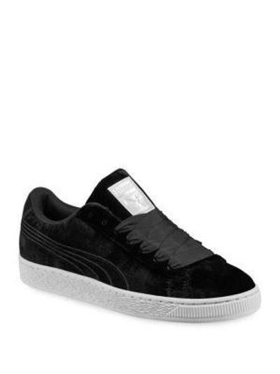 Shop Puma Women's Basket Classic Velour Vr Sneakers In Black