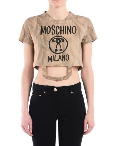 Shop Moschino Short-sleeve-t-shirts In Khaki