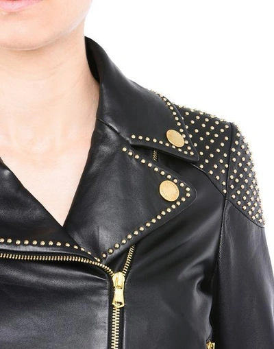 Shop Boutique Moschino Leather-outerwear In Black