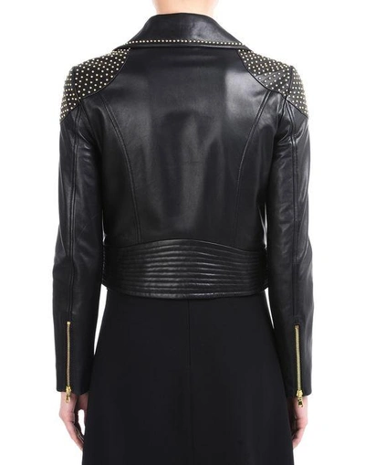 Shop Boutique Moschino Leather-outerwear In Black