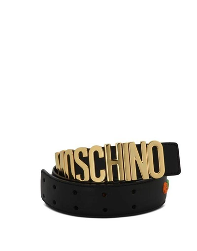 Shop Moschino Leather-belt In Black