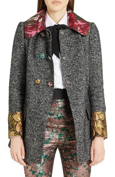 Dolce & Gabbana Bejeweled Details Double-breasted Peacoat In Fantasy