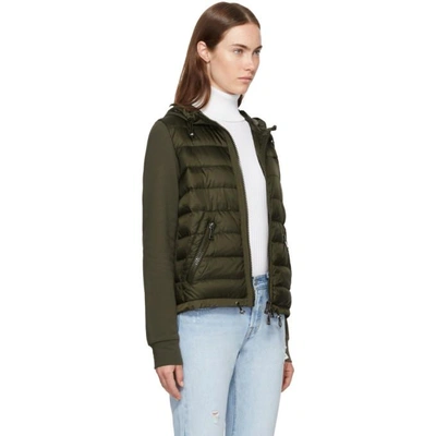 Shop Moncler Green Down Jersey Hooded Jacket In *827 Olive