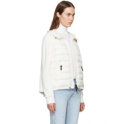 Shop Moncler White Down & Jersey Jacket