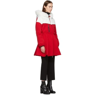 Shop Moncler Red & White Down Jiya Kwon Coat
