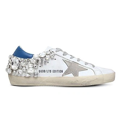 Shop Golden Goose Superstar Leather Sneakers In Blue/pal.c