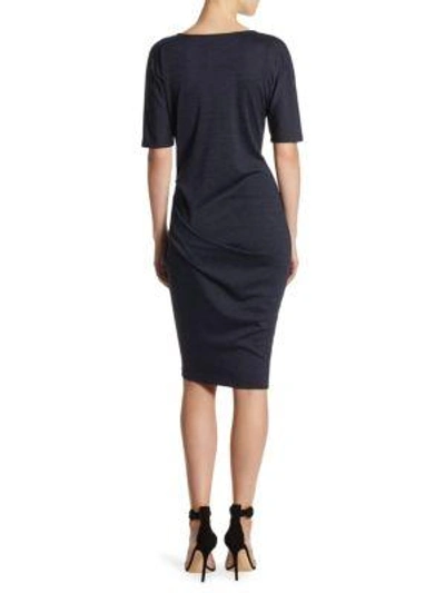 Shop Halston Heritage Boiled Wool Dress In Dark Navy