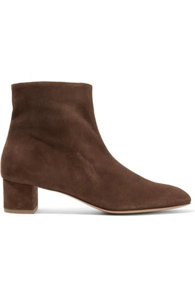 Shop Mansur Gavriel Suede Ankle Boots In Chocolate