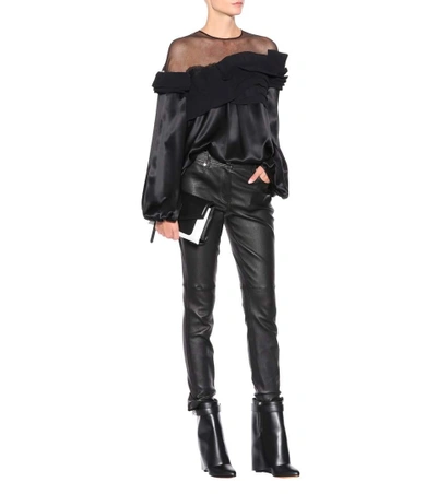 Shop Givenchy Silk-satin Top In Llack