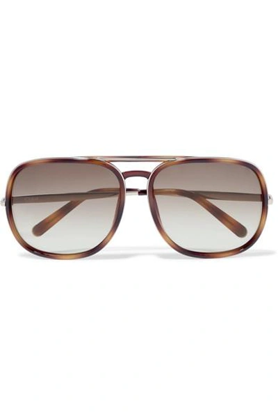 Shop Chloé Nate Aviator-style Tortoiseshell Acetate Sunglasses