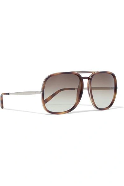 Shop Chloé Nate Aviator-style Tortoiseshell Acetate Sunglasses