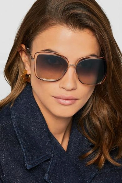 Shop Chloé Poppy Cat-eye Acetate And Gold-tone Sunglasses