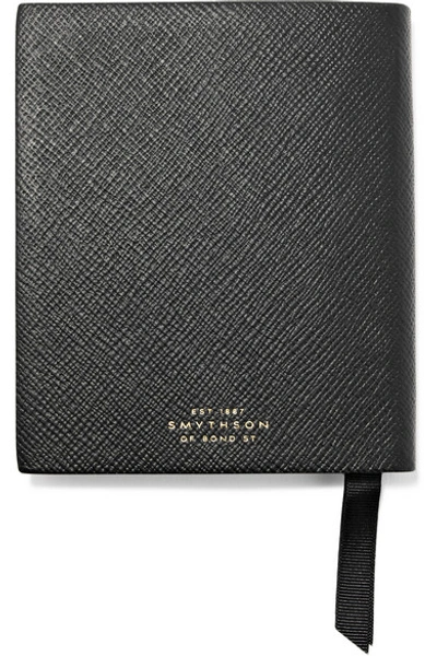 Shop Smythson Panama Runway Notes Textured-leather Notebook In Black