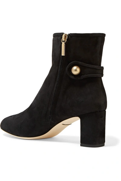 Shop Dolce & Gabbana Embellished Suede Ankle Boots In Black